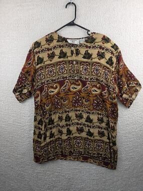 Carolina Bay Plus Boho Paisley Print 100% Rayon Blouse Size 18